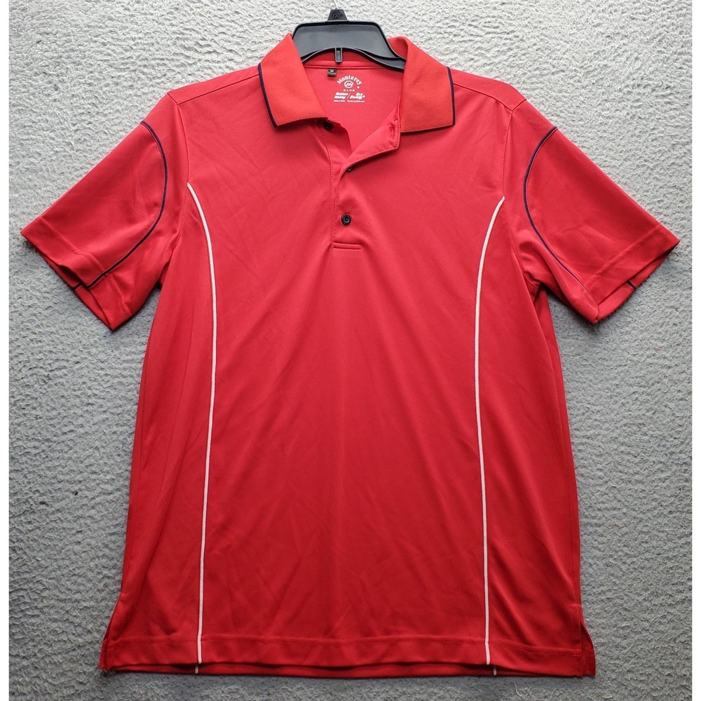 Monterey Club Polo Shirt Mens M Red Golf Tiger Moisture Wicking Dry Swim Popover